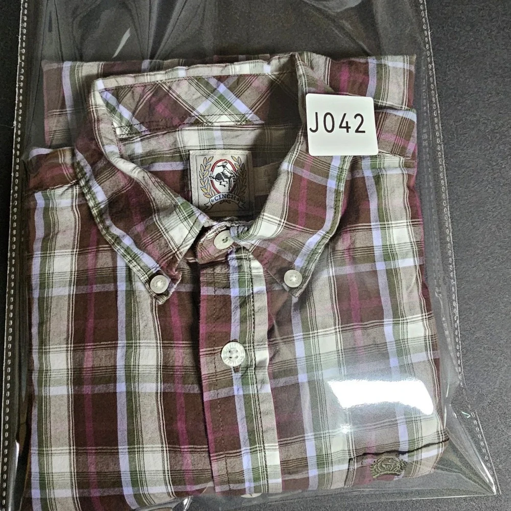 Cinch Boys XL 14 Long Sleeve Plaid Button Down Western Shirt Brown Purple Green